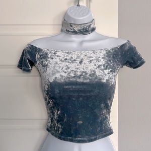 Steel blue crop top